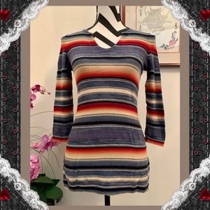 Lauren Ralph Lauren Striped 3/4 Sleeve Cotton Top